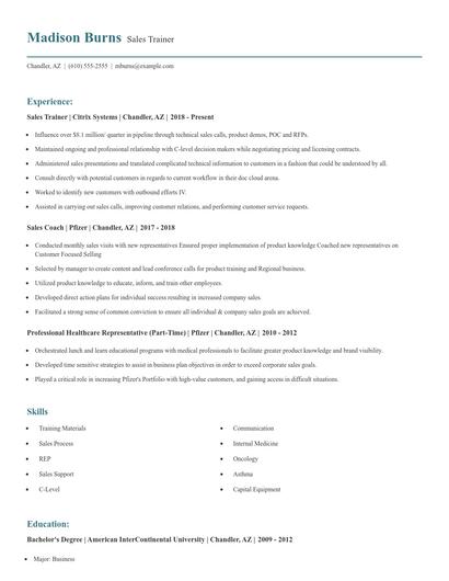 Sales Trainer Resume