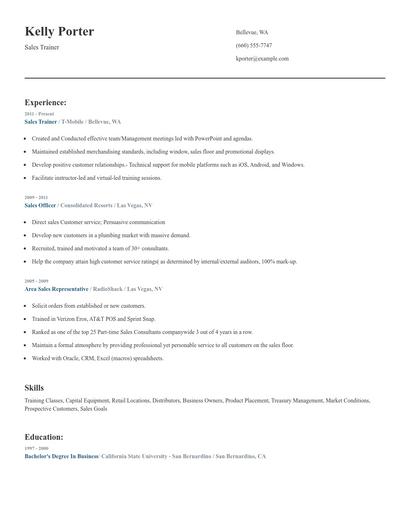 Sales Trainer Resume