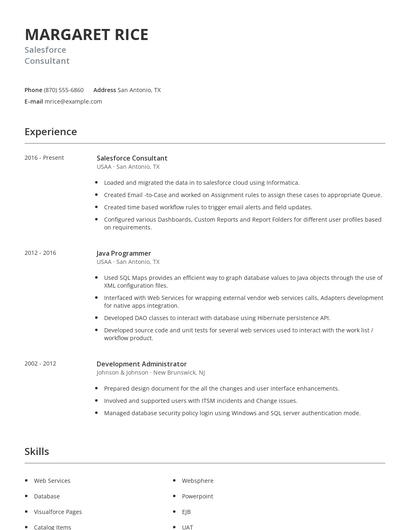 Salesforce Consultant Resume