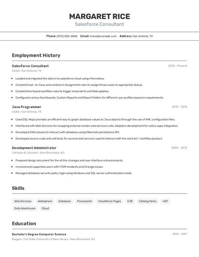 Salesforce Consultant Resume