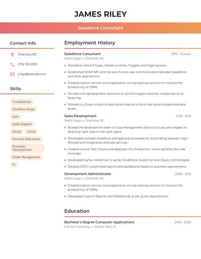 Salesforce Consultant Resume