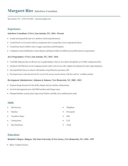 Salesforce Consultant Resume