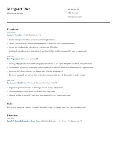 Salesforce Consultant Resume