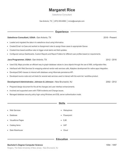 Salesforce Consultant Resume