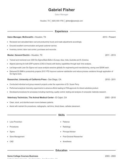 Resume example 1