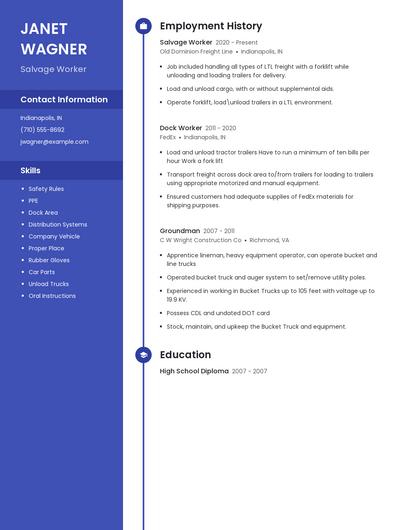 Salvage Worker Resume