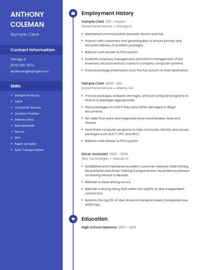 Sample Clerk Resume