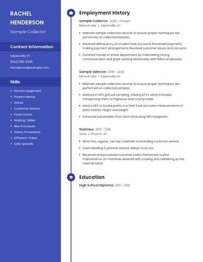 Sample Collector Resume