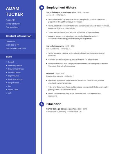 Sample Preparation Supervisor Resume