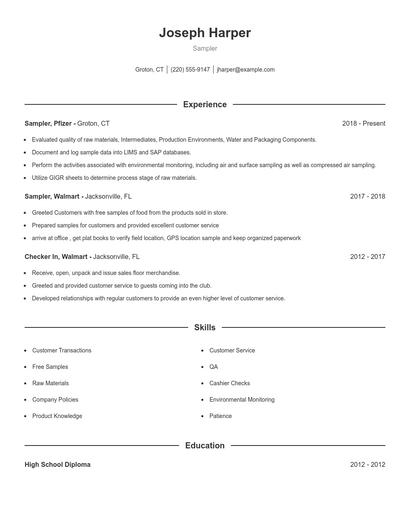 Sampler Resume