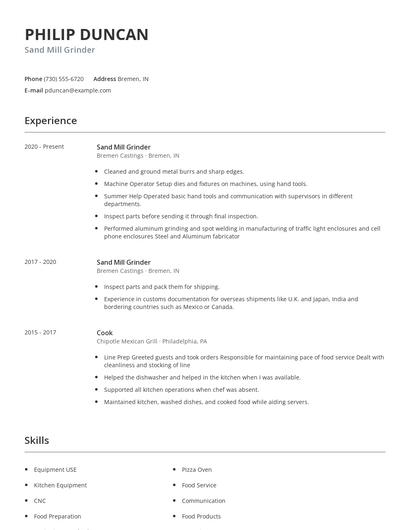 Sand Mill Grinder Resume