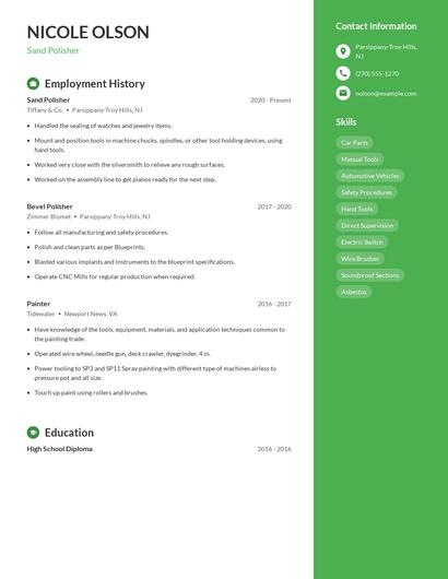 Sand Polisher Resume