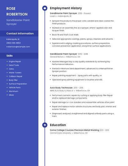 Sandblaster Paint Sprayer Resume