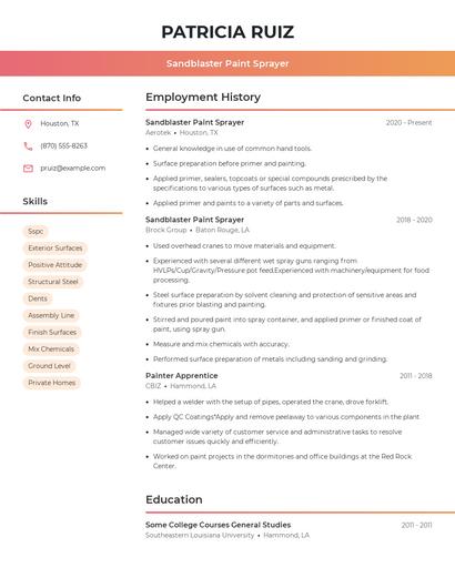 Sandblaster Paint Sprayer Resume