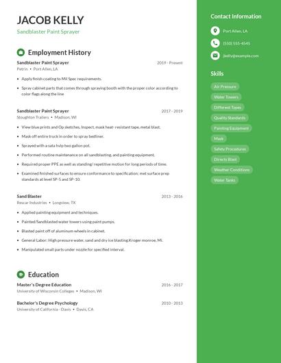 Sandblaster Paint Sprayer Resume