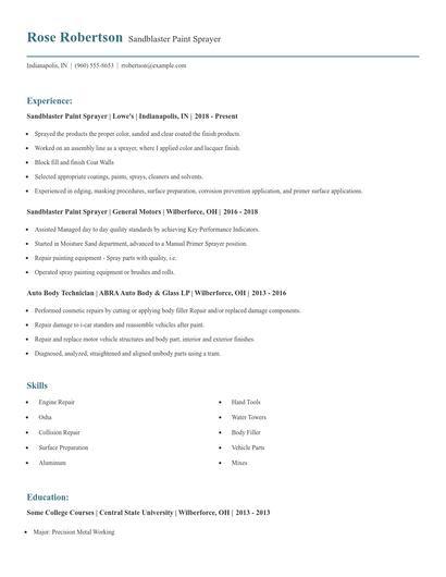 Sandblaster Paint Sprayer Resume