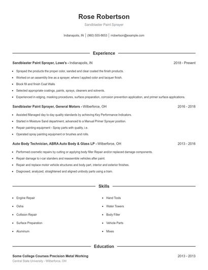 Sandblaster Paint Sprayer Resume