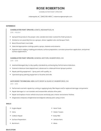 Sandblaster Paint Sprayer Resume