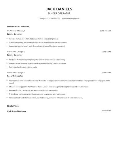 Sander Operator Resume