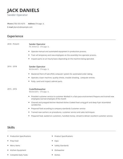 Sander Operator Resume