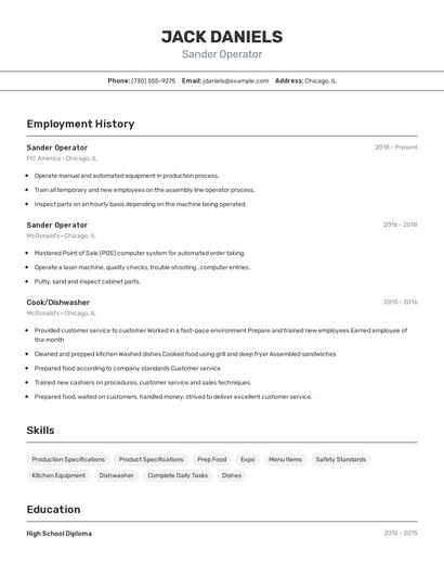Sander Operator Resume
