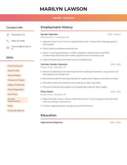 Sander Operator Resume