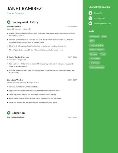 Sander Operator Resume