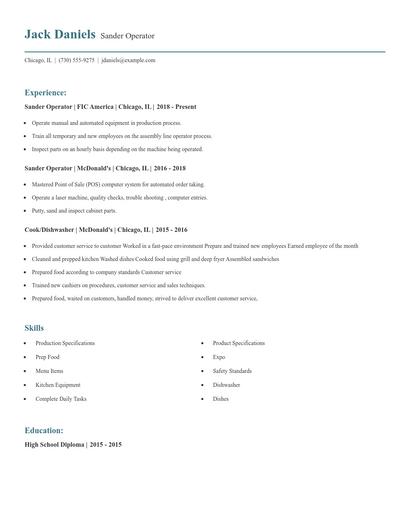 Sander Operator Resume