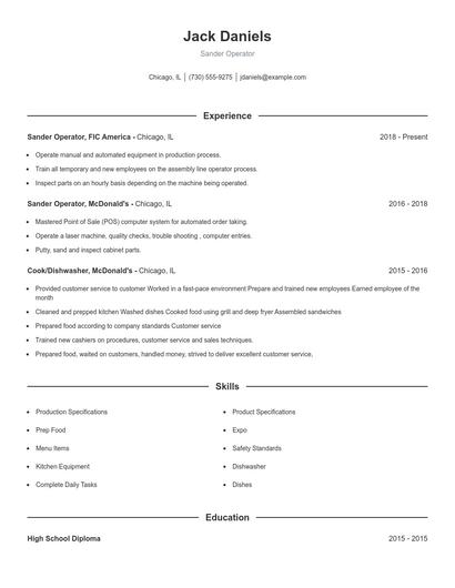 Sander Operator Resume
