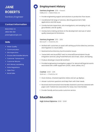 Sanitary Engineer Resume