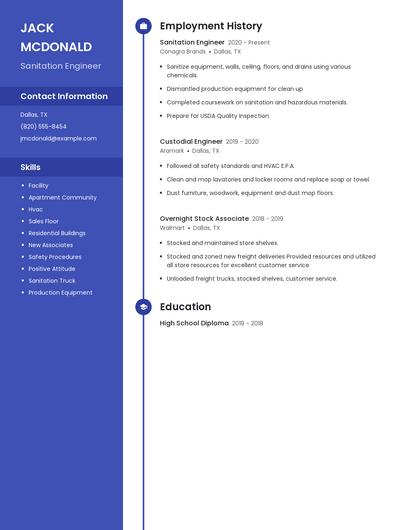 Sanitation Engineer Resume