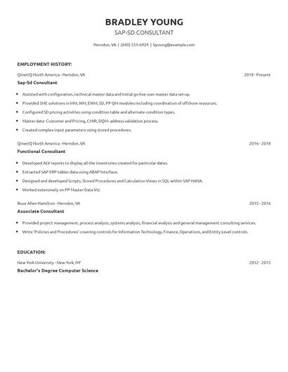Sap-Sd Consultant Resume