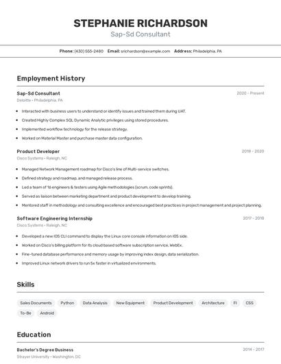 Sap-Sd Consultant Resume