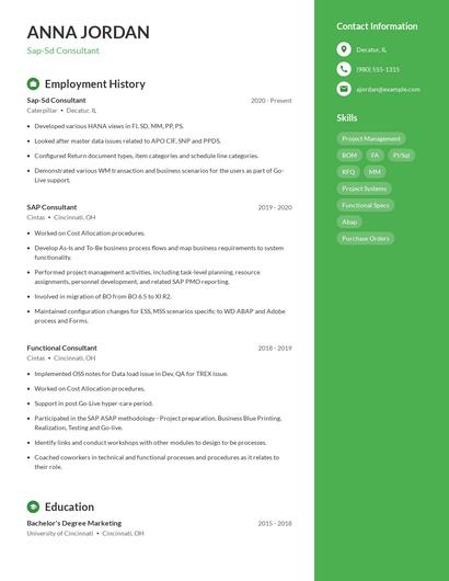 Sap-Sd Consultant Resume