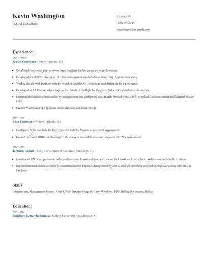 Sap-Sd Consultant Resume