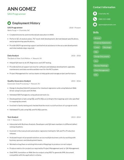 SAS Programmer Resume