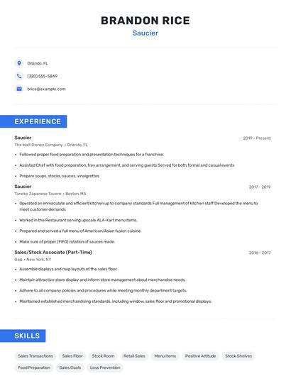 Saucier Resume