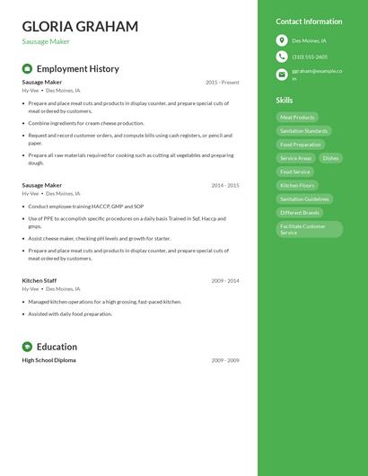 Sausage Maker Resume