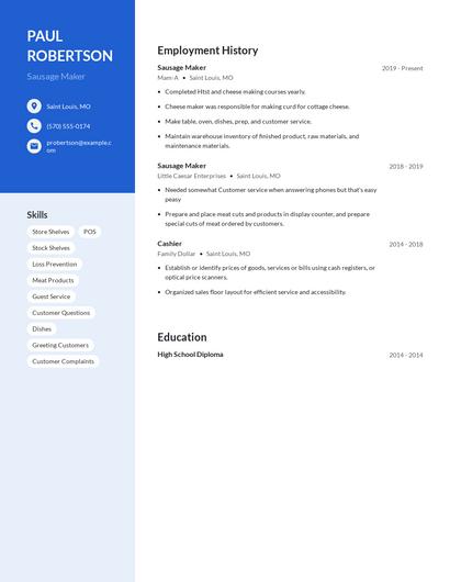 Sausage Maker Resume