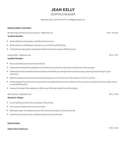 Scaffold Builder Resume