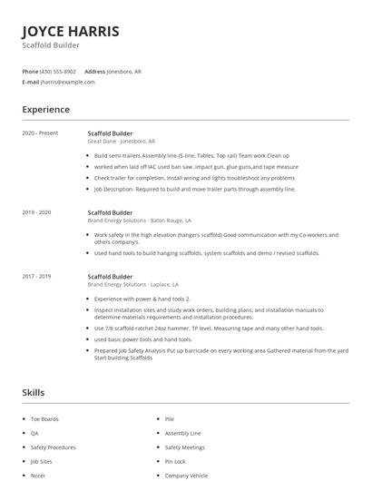 Scaffold Builder Resume