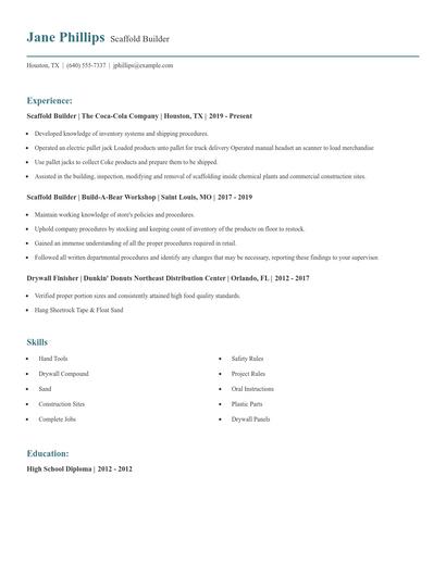 Scaffold Builder Resume