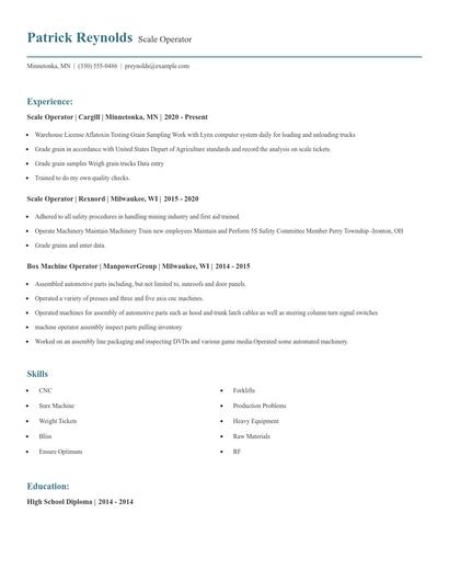 Scale Operator Resume