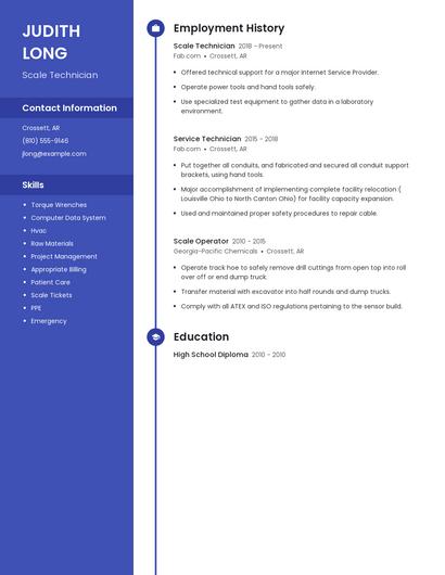 Scale Technician Resume