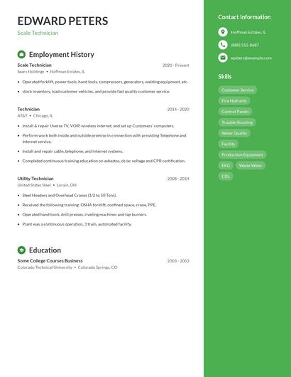 Scale Technician Resume