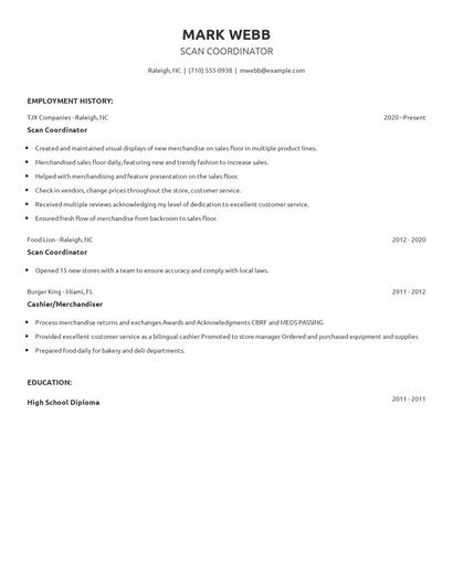 Scan Coordinator Resume