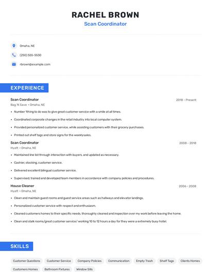 Scan Coordinator Resume