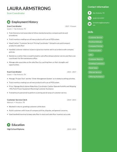 Scan Coordinator Resume