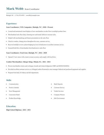 Scan Coordinator Resume