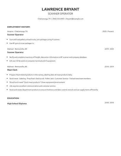Scanner Operator Resume